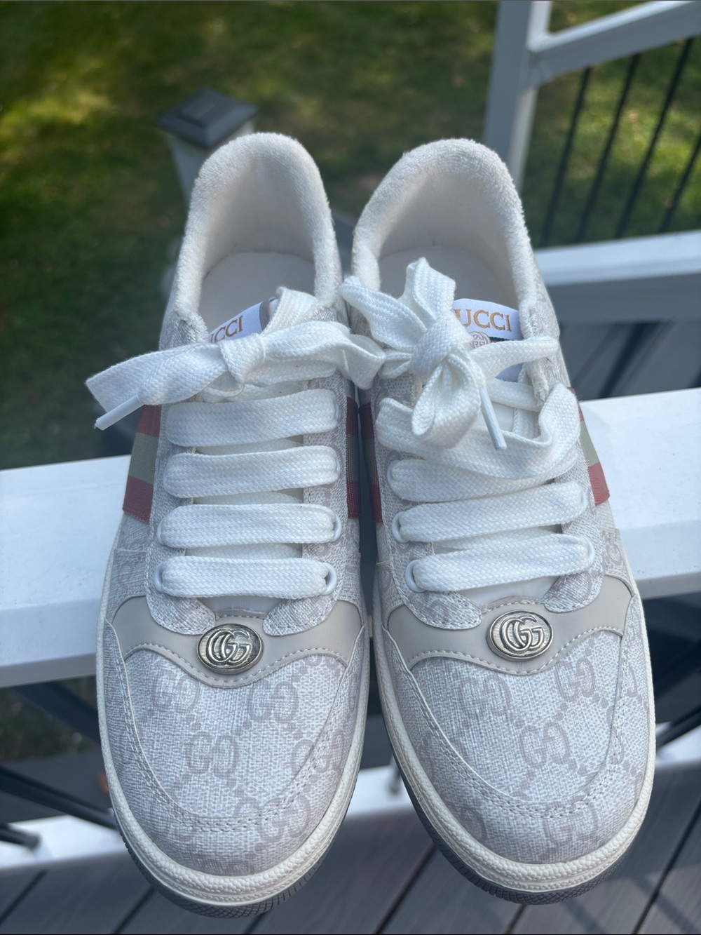 Gucci screener sneakers white green red size 38